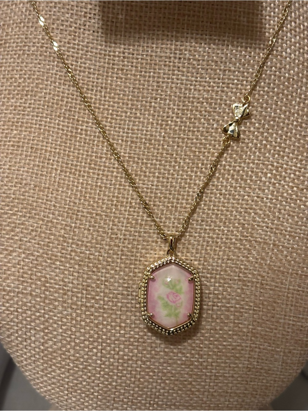 Kendra Scott Gold-Tone Necklace with Pink Rose Pendant